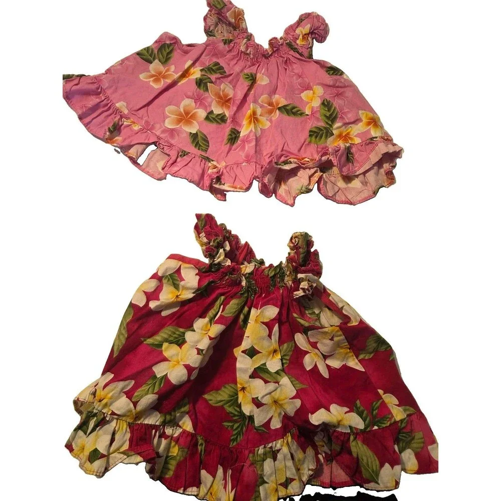 2 Handmade Baby Girl/Doll Dresses With Floral Pattern